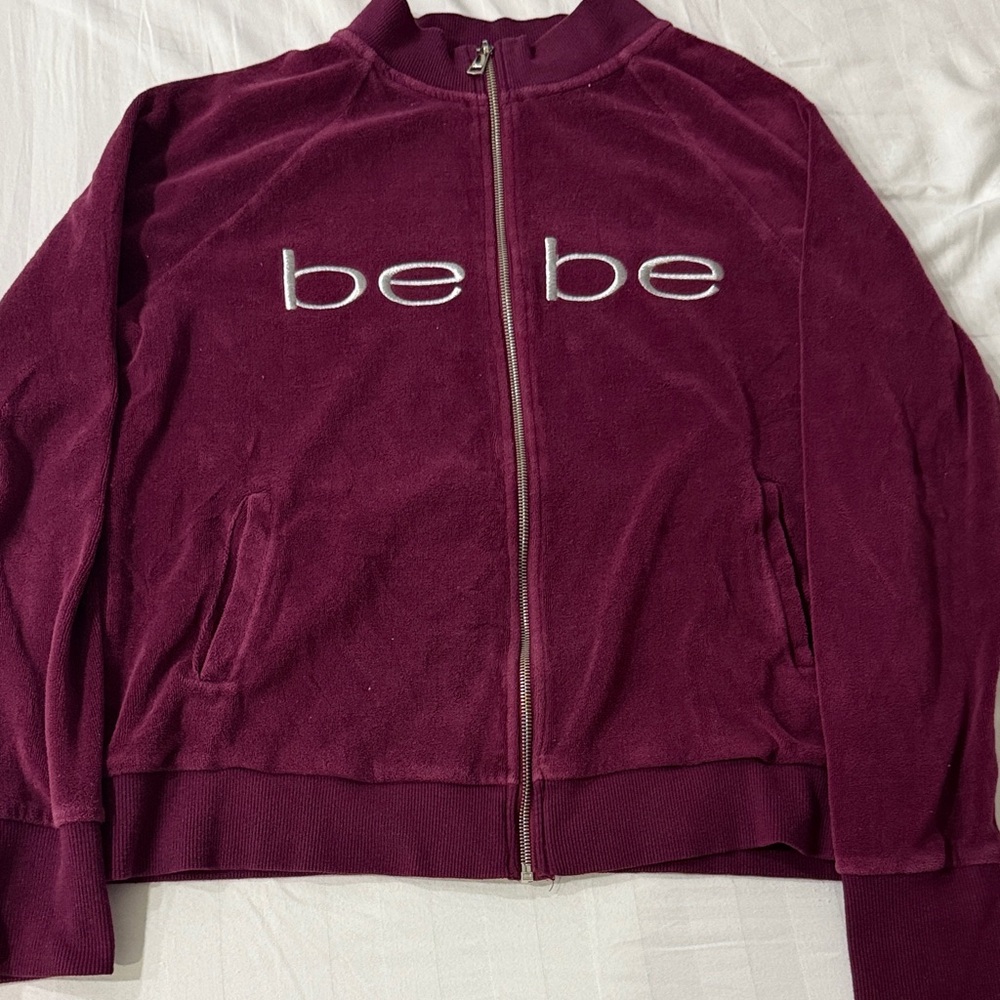 Bebe Purple Velvet Bomber Jacket